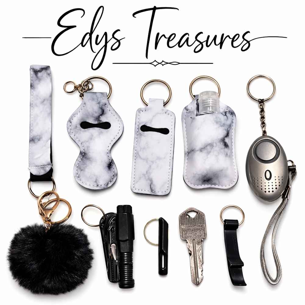 11pc Gray/Black Self-Defense Keychain
